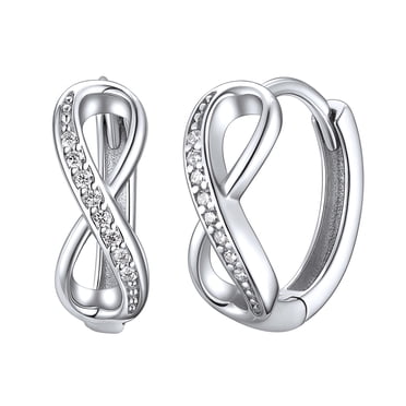 ChicSilver Infinity Small Hoop Earrings 925 Sterling Silver CZ Huggie Earrings for Women Hypoallergenic Christmas Gift Jewelry for Her