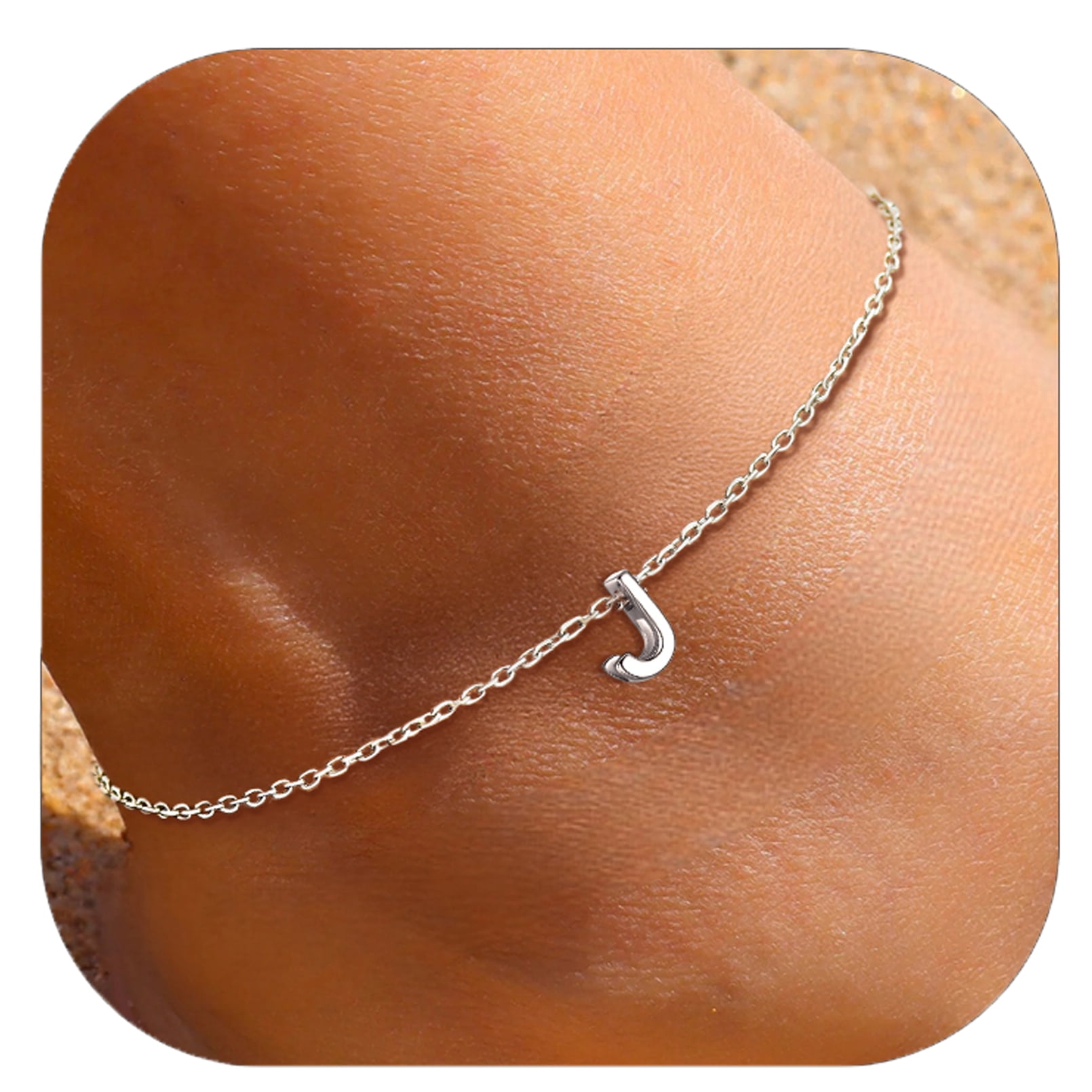 Sterling Silver Personalised Initial Anklet Silver Anklet Ankle