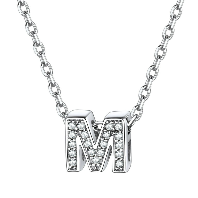 ChicSilver Sterling Silver Initial 'M' Necklace with Cubic