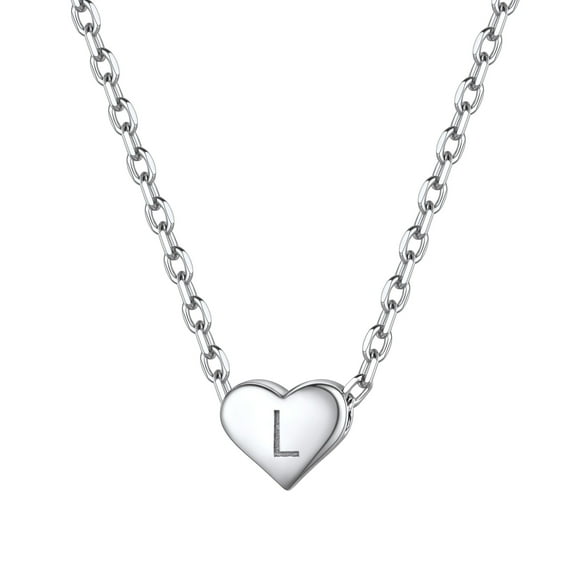 ChicSilver Dainty Initial Heart Necklace Trendy 925 Sterling Silver Cute Heart Pendant Choker Necklaces Letter Jewelry Gifts for Women