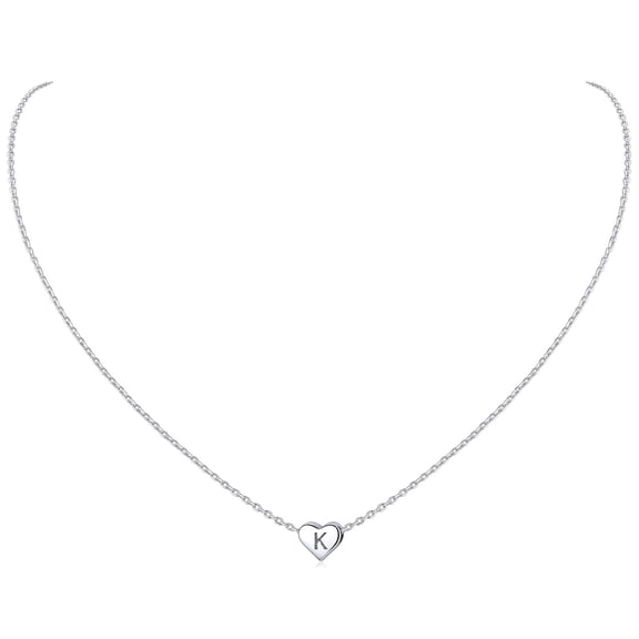 ChicSilver Initial Necklace for Women, 925 Sterling Silver Heart Letter Pendant, A-Z Alphabet Name Necklace, Gifts for Her