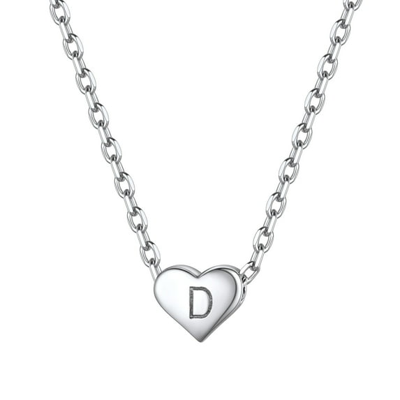 ChicSilver Dainty Initial Heart Necklace Trendy 925 Sterling Silver Cute Heart Pendant Choker Necklaces Letter Jewelry Gifts for Women