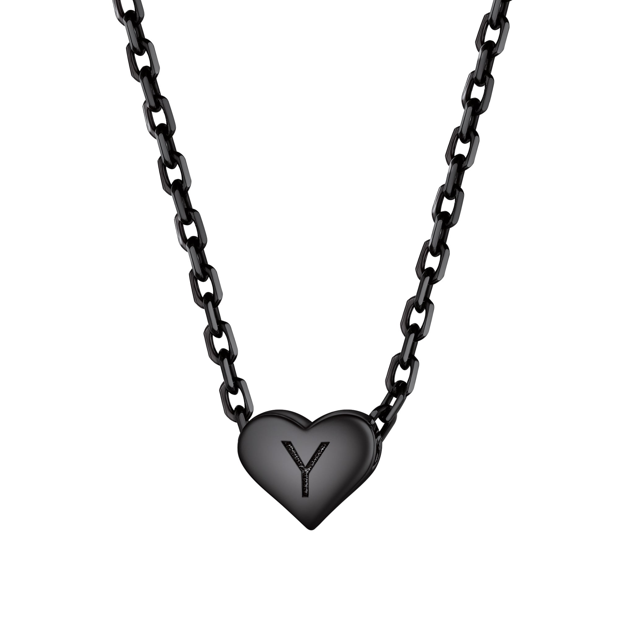 ChicSilver Heart Initial Pendant Necklace, Sterling Silver A-Z