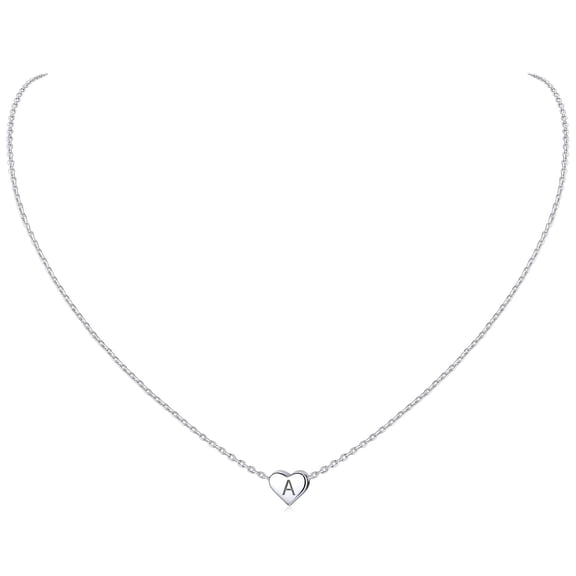ChicSilver Initial Necklace for Women, 925 Sterling Silver Heart Letter Pendant, A-Z Alphabet Name Necklace, Gifts for Her