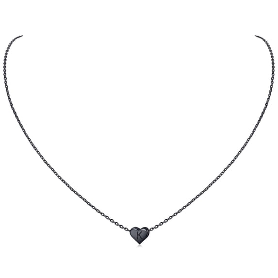 ChicSilver Initial Necklace for Women, 925 Sterling Silver Heart Letter Pendant, A-Z Alphabet Name Necklace, Gifts for Her