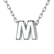ChicSilver Initial Necklace for Women, 925 Sterling Silver Necklace Small Letter M Pendant Necklace Name Alphabet Charm Jewelry for Teen Girls
