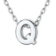 ChicSilver Initial Necklace for Women, 925 Sterling Silver Necklace Small Letter Q Pendant Necklace Name Alphabet Charm Jewelry for Teen Girls