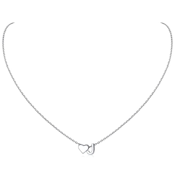 ChicSilver Sterling Silver Initial Necklace J Necklace Tiny Heart Necklaces for Women Hypoallergenic Christmas Necklaces for Women