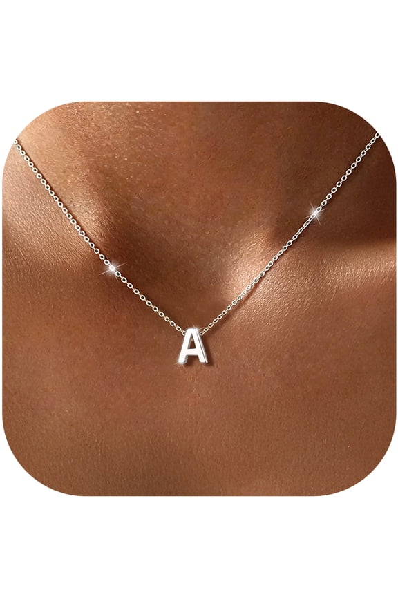 Sterling Silver Initial Necklace for Women Choker Necklace Dainty Waterproof Silver Letter A Pendant Hypoallergenic Jewelry Christmas Graduation Birthday Anniversary Gifts for Her