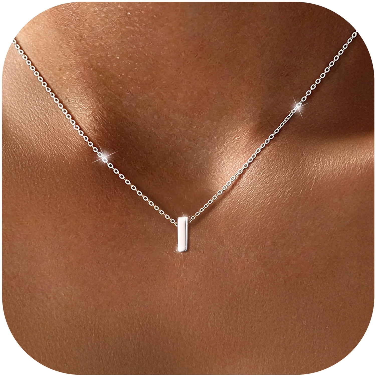 ChicSilver Sterling Silver Initial Necklace for Women Choker Necklace Dainty Waterproof Silver Letter Pendant Hypoallergenic Jewelry Christmas Graduation Birthday Anniversary Gifts for Her