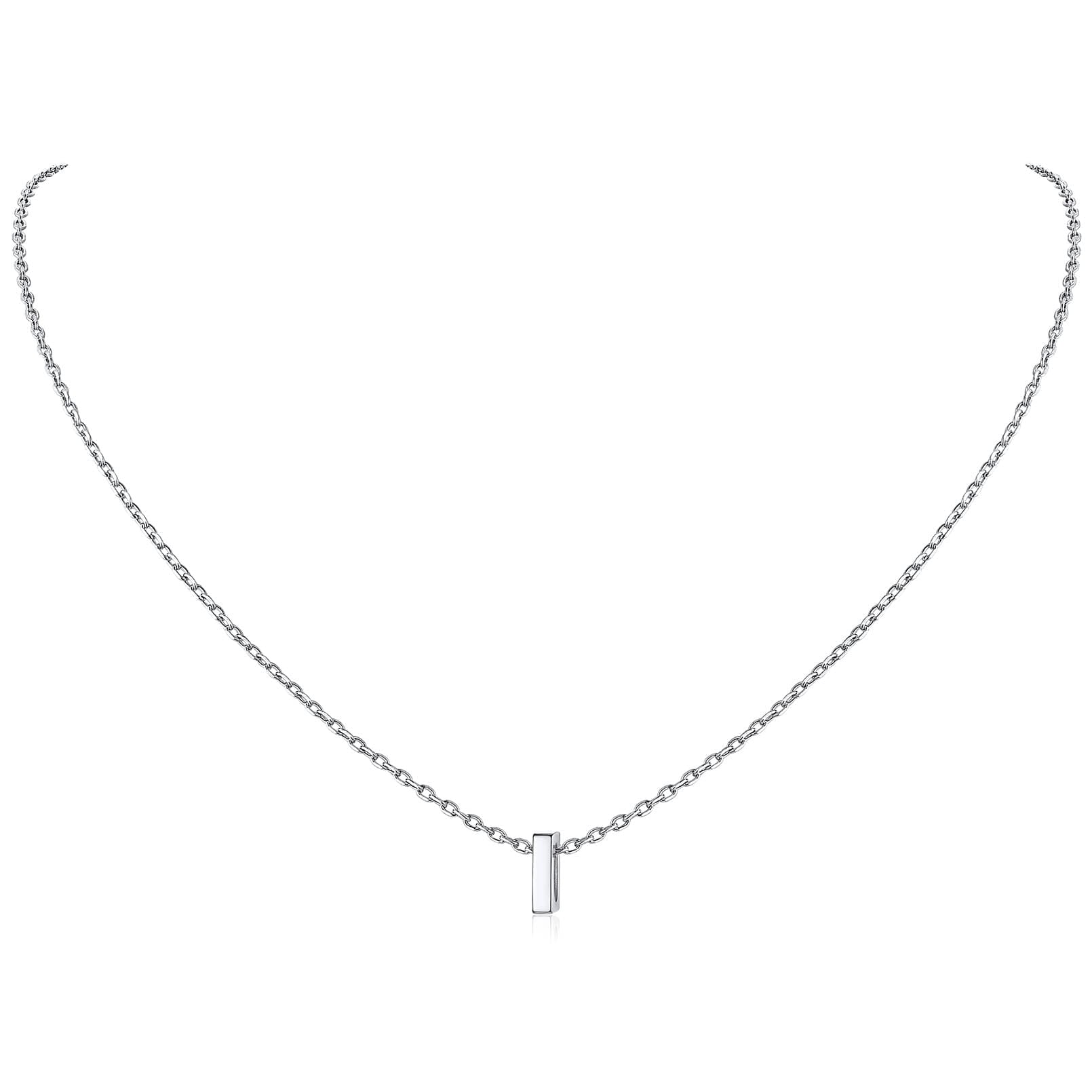 HZMAN Stainless Steel Mini Dog Tag Initial Necklace – 26 Letters A To Z, Silver Pendant For Men & Women