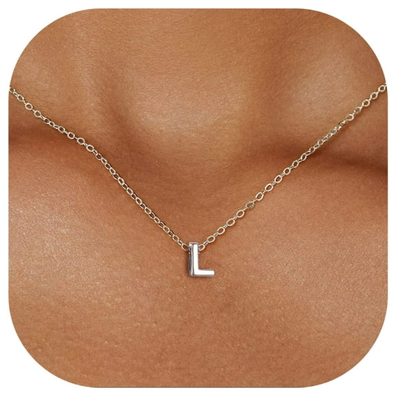 ChicSilver Letter Initial Necklace, Alphabet Letter Pendant Necklace, Sterling Silver Necklace for Women Elegant Initial Necklaces