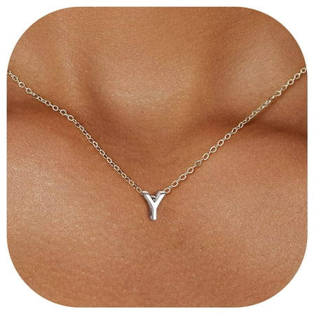 ChicSilver Initial Necklaces for Women Sterling Silver Dainty Letter Charm Necklace Personalized Name Pendant Chain Necklace Non Tarnish Trendy Jewelry Gift