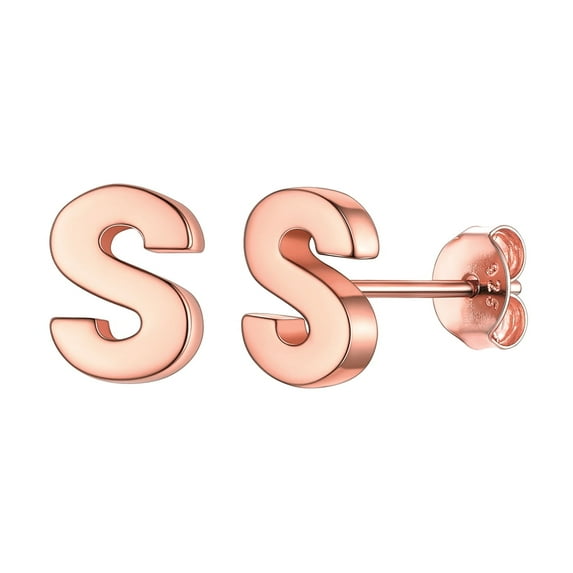 ChicSilver Initial Name Earrings Sterling Silver Women's Daily Cute Letter Stud Earrings Jewelry Gifts for Her