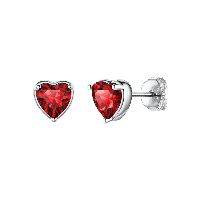 Red Heart Earrings for Women, Double Heart Dangle Earrings with CZ Stones,  Valentine's Day Earrings, Big Heart Earrings Red