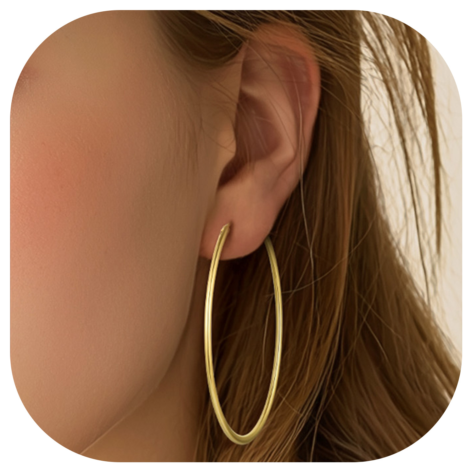 ChicSilver Large Gold Plated Silver Hoop Earrings for Women 14k Gold Hoop Earrings for Women Hypoallergenic Big Endless Hoops Earring 70MM