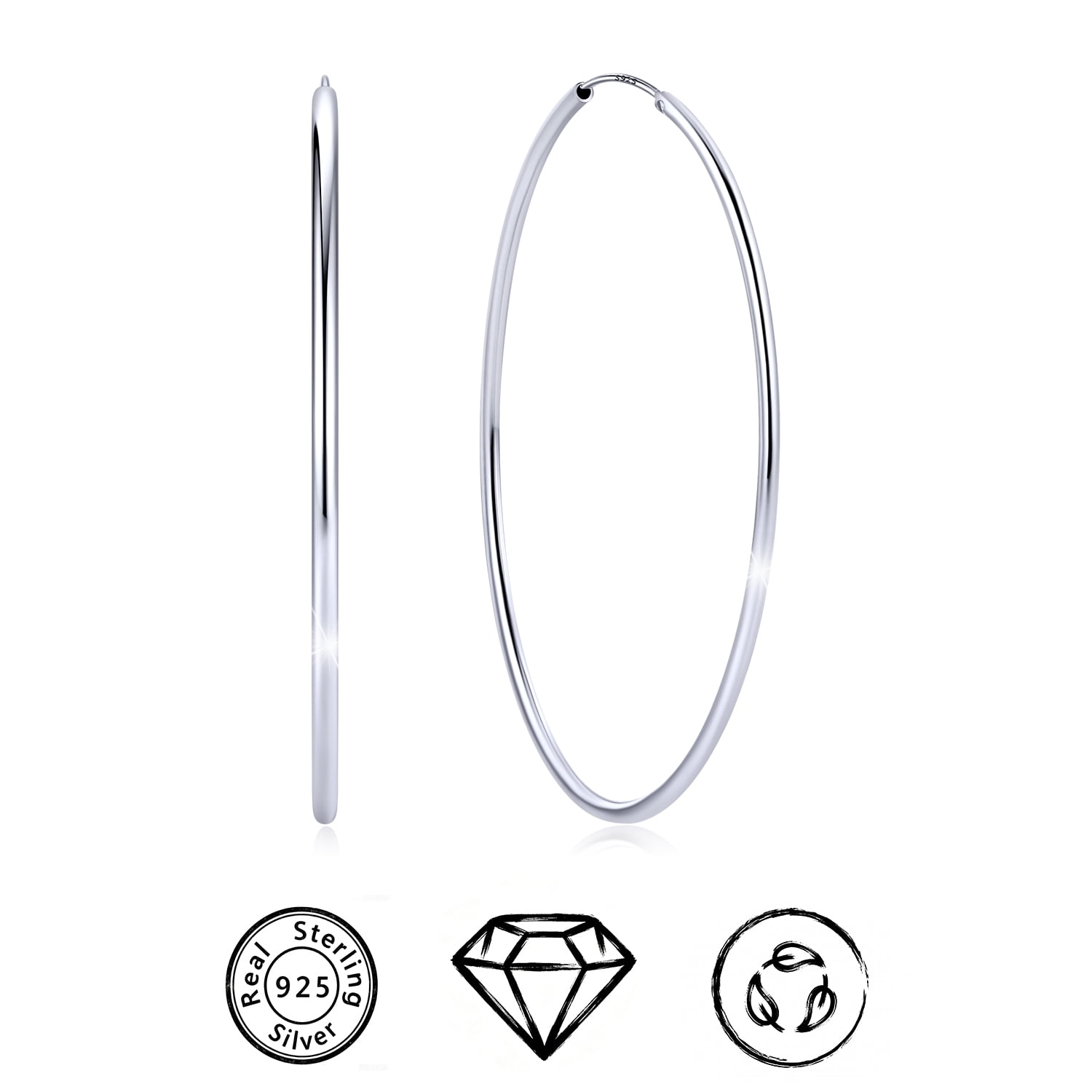 large hoop real silver hoop earrings