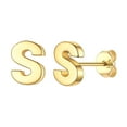 thumbnail image 1 of ChicSilver S925 Sterling Silver A-Z Initial Letter Stud Ear Earrings Gift for Women Name Earrings Golden Alphabet Stud Earrings Jewelry, 1 of 10