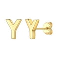 thumbnail image 1 of ChicSilver S925 Sterling Silver A-Z Initial Letter Stud Ear Earrings Gift for Women Name Earrings Golden Alphabet Stud Earrings Jewelry, 1 of 10
