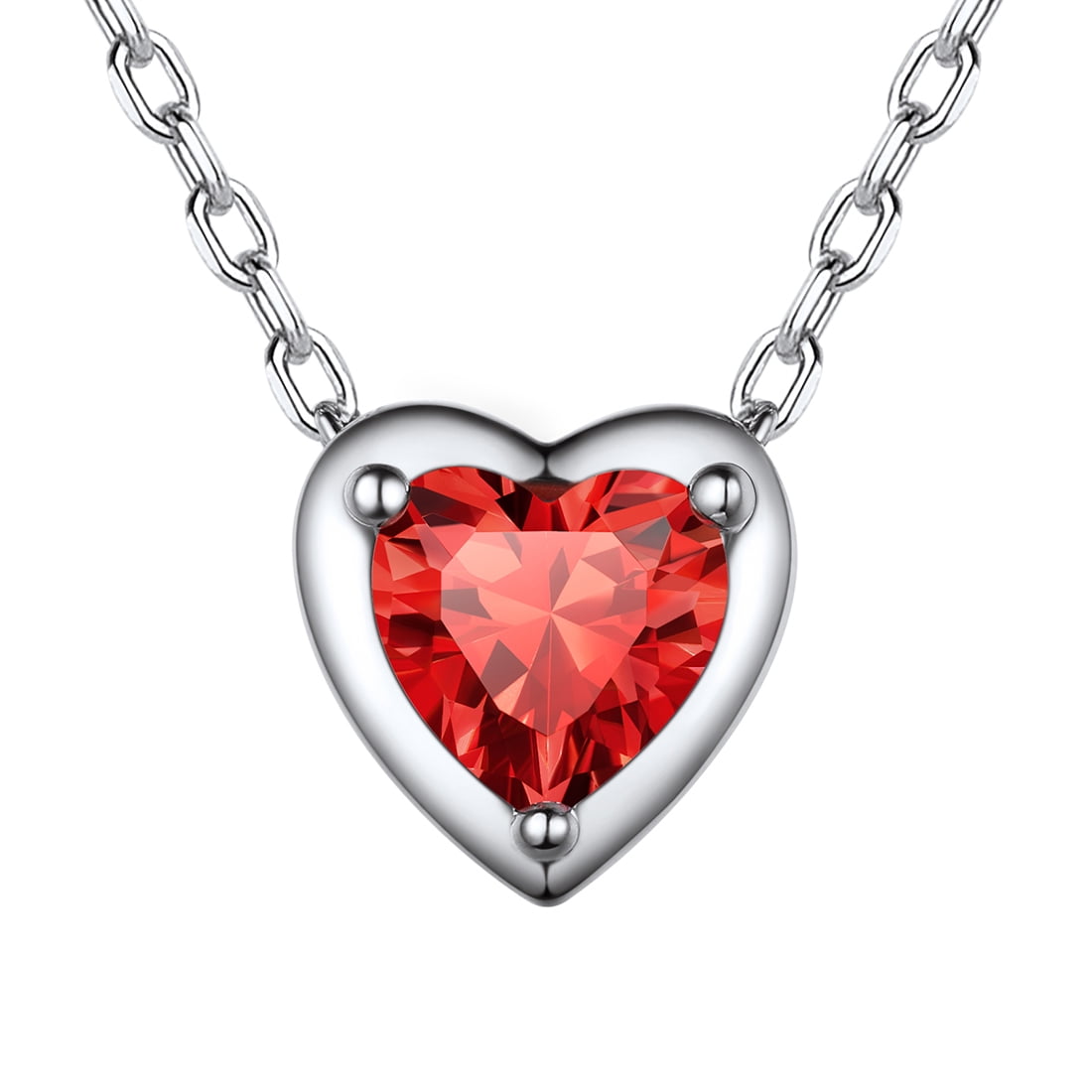 ChicSilver Love Orange CZ Cubic Zirconia Ruby July Birthstone Necklace 925  Sterling Silver Tiny Heart Pendant Necklace Jewelry Gifts for Women