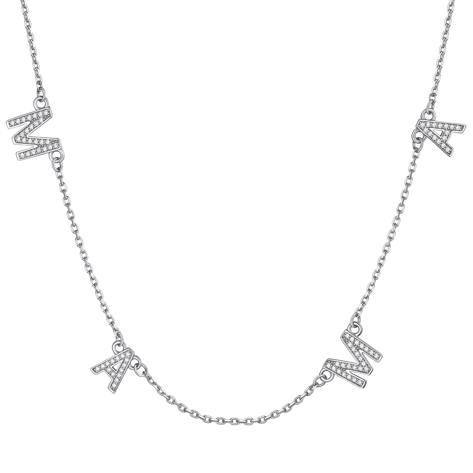 ChicSilver Mother's Day Mama Necklaces Pendants with Cubic Zirconia Women Choker Chain 16+2" Sterling Silver Anniversary Birthday Jewelry Gifts for Mom Nana