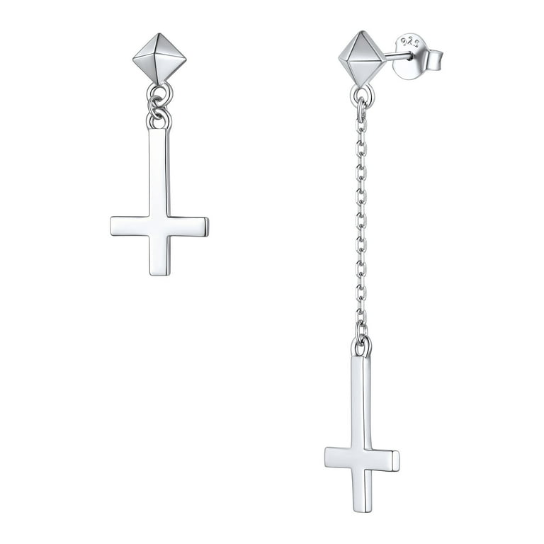 Inverted cross hot sale hoop earrings