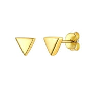 CHICSILVER Minimalist Gold Geometric Triangle Stud Earrings Small Sterling Silver Earrings Hypoallergenic Jewelry Christmas Gift for Women