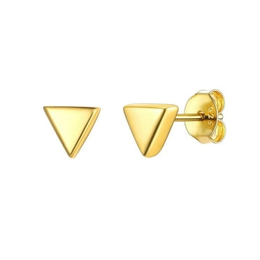 ChicSilver Minimalist Gold Geometric Triangle Stud Earrings Small Sterling Silver Earrings Hypoallergenic Jewelry Christmas Gift for Women