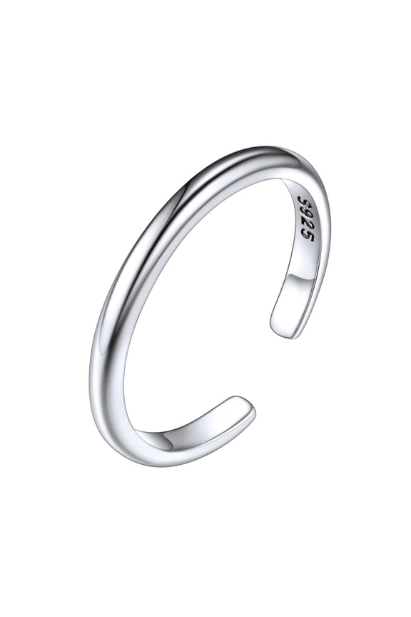 925 Sterling Silver Circle Open Toe Ring , Plain, Summer Beach Ocean Style, Vacation Fashionable, Versatile, Low Allergy