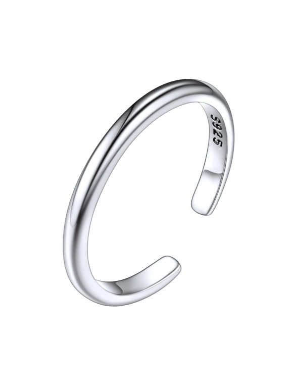 925 Sterling Silver Circle Open Toe Ring , Plain, Summer Beach Ocean Style, Vacation Fashionable, Versatile, Low Allergy