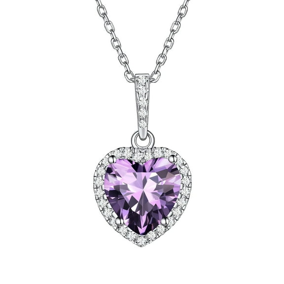 ChicSilver Birthstone Heart Women Necklaces, 925 Sterling Silver Birthstone Pendant Necklace, Adjustable Chain Gift Box, 12 Months Jewellery Valentines Gift for Her Wife Mom Birthday Wedding