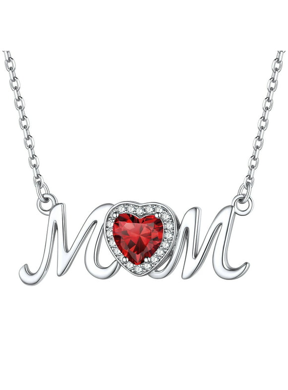 ChicSilver Mom Necklace for Women 925 Sterling Silver Heart Birthstone Jewelry Mothers Day Birthday Christmas Gift from Daughter Son - January