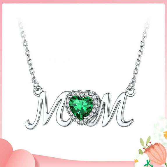 ChicSilver Mama Necklaces for Women, New Mom Necklaces for Women Adjustable Mama Birthstone Necklaces for Mother's Day Birthday Gift