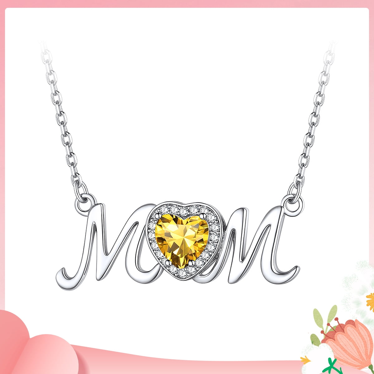 Rose Heart Necklace With Birthstone - 925 Sterling Silver, I Love You Pendant, Adjustable Chain, Gift For Her