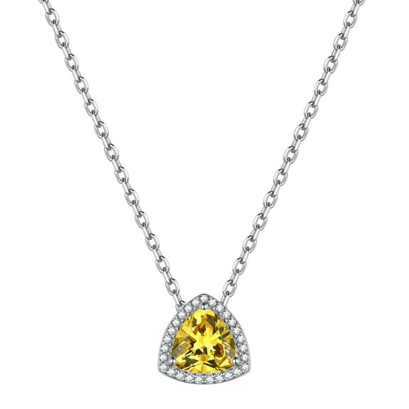 ChicSilver 925 Sterling Silver Birthstone Necklaces for Women Triangle CZ Charm Pendant Valentines Anniversary Birthday Gift for Her