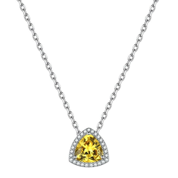 ChicSilver 925 Sterling Silver Birthstone Necklaces for Women Triangle CZ Charm Pendant Valentines Anniversary Birthday Gift for Her