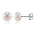 thumbnail image 1 of ChicSilver 10mm Sterling Silver Handpicked AAA+ Quality Freshwater Cultured Stud Pearl Earrings for Women, 1 of 10