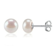 CHICSILVER 6mm Sterling Silver Handpicked AAA+ Quality Freshwater Cultured Stud Pearl Earrings for Women