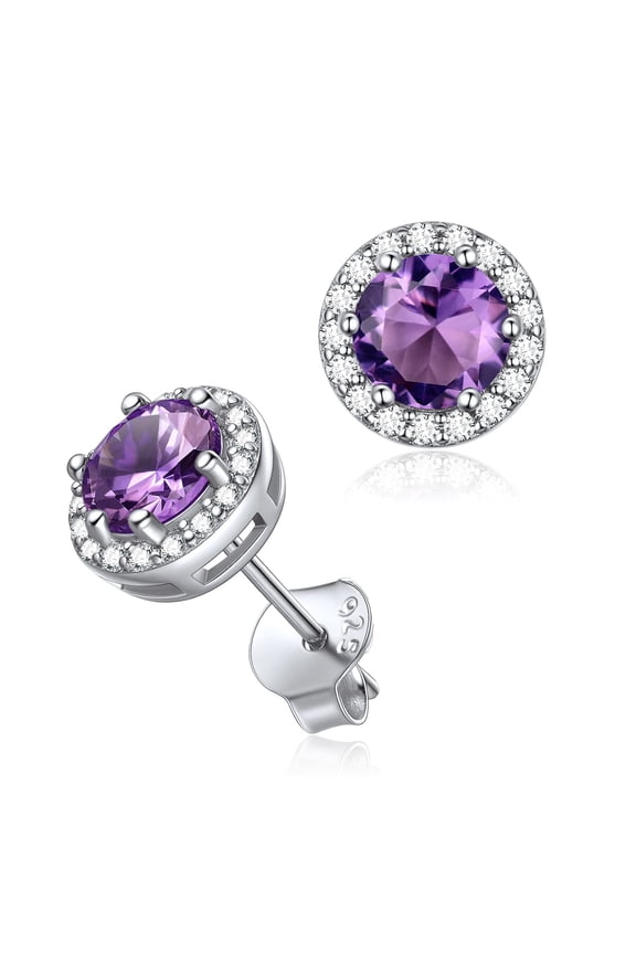 Birthstone Cubic Zirconia Stud Earrings Sterling Silver Birthstone Cute Earrings Hypoallergenic 5A Round CZ Earrings Dainty Birthday Jewelry Gift