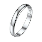 ChicSilver Silver Ring 3mm Simple Wedding Band Rings Plain Dome Stackable Ring Sterling Silver Jewelry Gift for Women (Size 9)