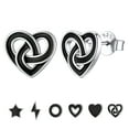 thumbnail image 1 of ChicSilver Small Black Celtic Heart Stud Earrings Women Men 925 Sterling Silver Earrings Jewelry for Sensitive Ears, 1 of 7