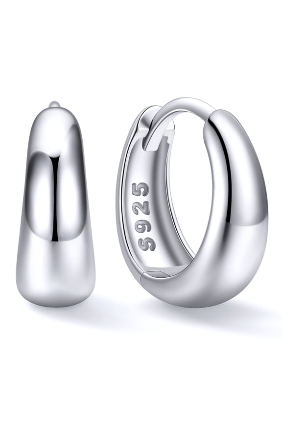 Solid 925 Sterling Silver Chunky Hoop Earrings for Women Hypoallergenic Thick Huggie Earring Wide Hoops Everyday Hoop Earrings