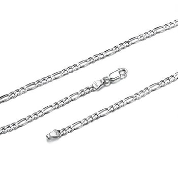 ChicSilver Solid 925 Sterling Silver Figaro Link Chain 3mm 18 Inches