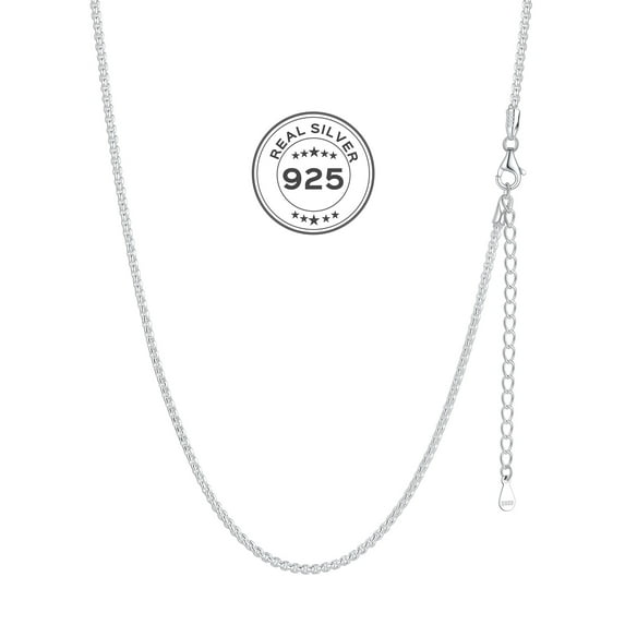 ChicSilver Solid Sterling Silver Polished Box Chain Necklace Chain For Pendants 1-2mm Thin Made in Italy 16-24 inch