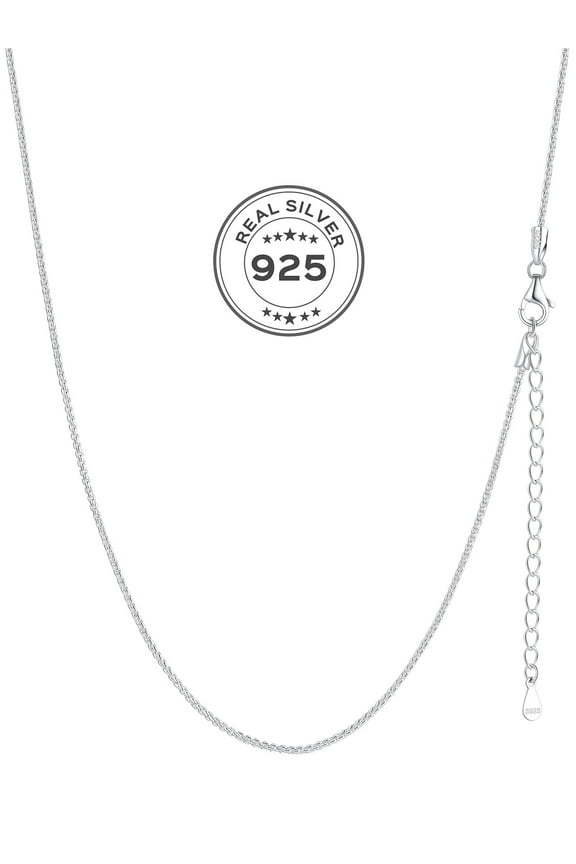 Sterling Silver Polished Box Chain Necklace for Pendants, 1-2mm Thin, 16-24 Inch