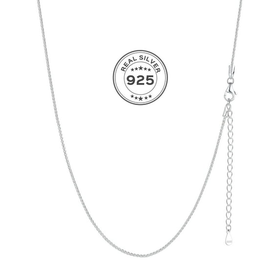 ChicSilver Solid Sterling Silver Polished Box Chain Necklace for Women Pendants 1-2mm Thin Chains Made in Italy 16-24 inch