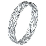 ChicSilver Stackable Sterling Silver 925 Celtic Knot Eternity Band Ring for Women Teen Girls