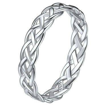 ChicSilver Stackable Sterling Silver 925 Celtic Knot Eternity Band Ring for Women Teen