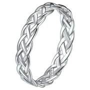 CHICSILVER Stackable Sterling Silver 925 Celtic Knot Eternity Band Ring for Women