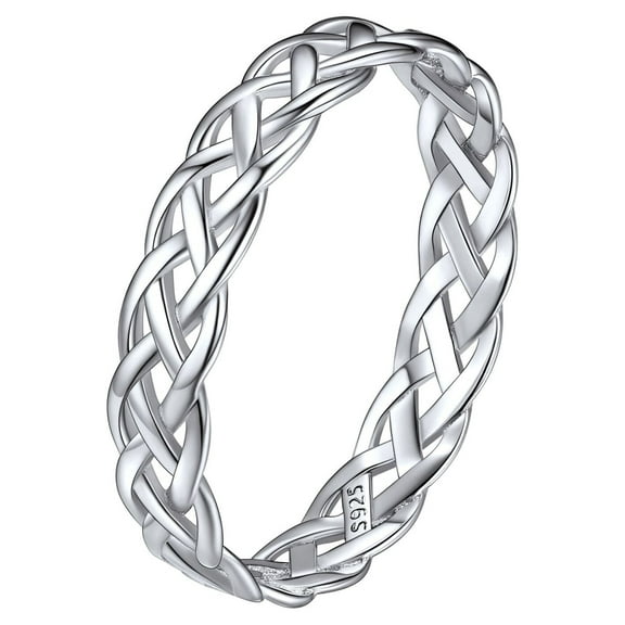 ChicSilver Stackable Sterling Silver 925 Celtic Knot Eternity Band Ring for Women